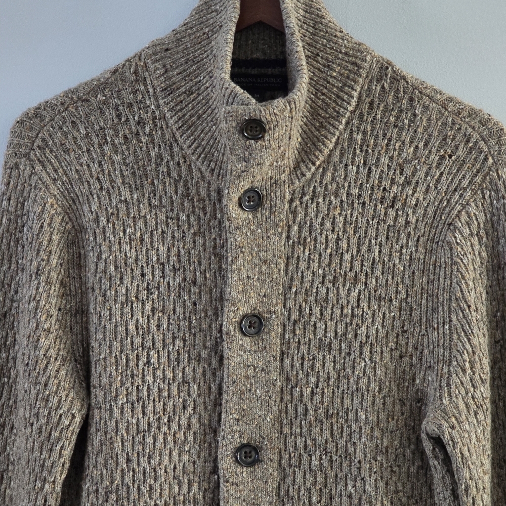 Banana Republic Italian Yarn Button-down Men's Cardigan Sweater Size M - Picture 4 of 7